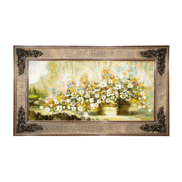White Daisy Baskets on Garden - 151 x 88 cm (1.3288 m2)