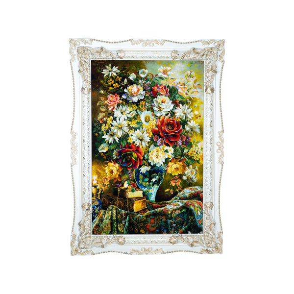 Colorful Floral Bouquet, Blue Vase - 85 x 119 cm  ( 1.0115 m2 )