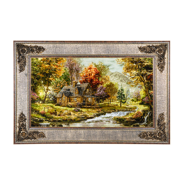Riverside Wooden Cabin in Autumn - 140 x 94 cm  ( 1.316 m2 )