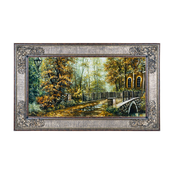 Autumn Bridge with Yellow House - 137 x 83 cm  ( 1.1371 m2 )