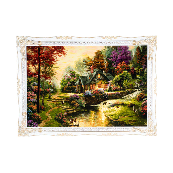 Cottage by the Riverside at Sunset - 160 x 115 cm  ( 1.84 m2 )