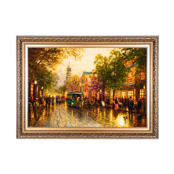 Evening City Street Tram, Lights - 137 x 99 cm (1.3563 m2)