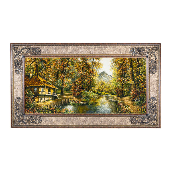 Autumn River beside Cottage View - 140 x 80 cm  ( 1.12 m2 )
