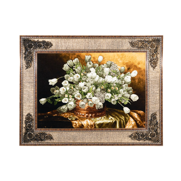 White Floral Tulips Still Life Vase - 121 x 94 cm  ( 1.1374 m2 )