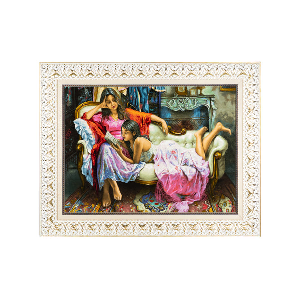 Sisters Reading on Sofa - 123 x 99 cm (1.2177 m2)