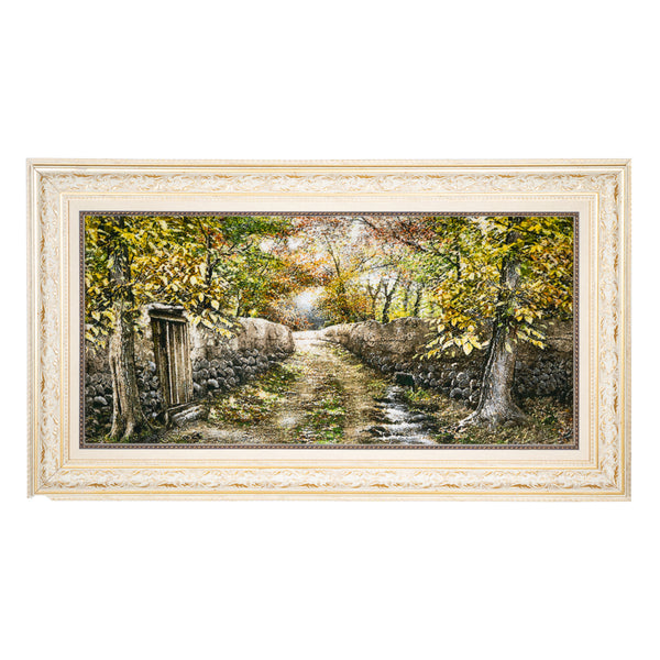 Autumn Path beside Village Wall - 142 x 81 cm (1.1502 m2)