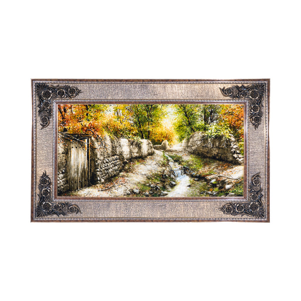 Autumn Stream by Stone Wall Path - 137 x 83 cm  ( 1.1371 m2 )
