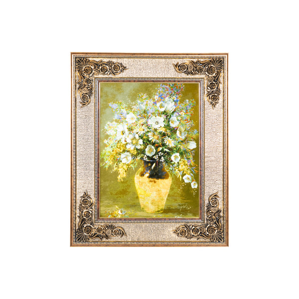 White Blooms in Yellow Vase - 82 x 102 cm (0.8364 m2)