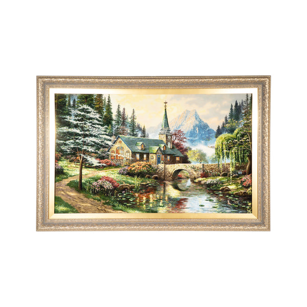 Cottage by the River with Mountain - 161 x 109 cm (1.7549 m2)