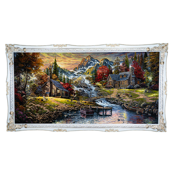 Mountain River Cabins Scene - 218 x 119 cm (2.5942 m2)