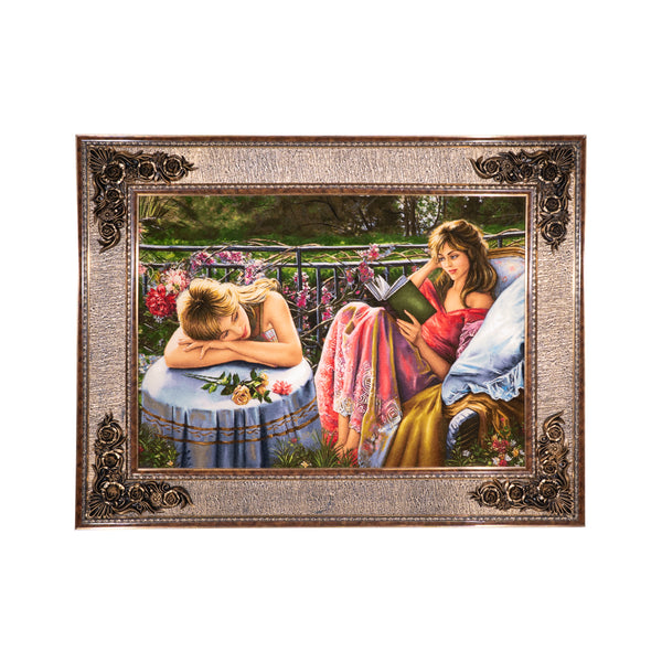 Studying Two Girl in Garden Scene - 128 x 99 cm (1.2672 m2)
