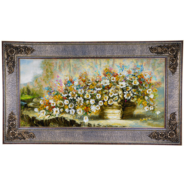 White Daisy Baskets on Garden Floor - 156 x 91 cm (1.4196 m2)