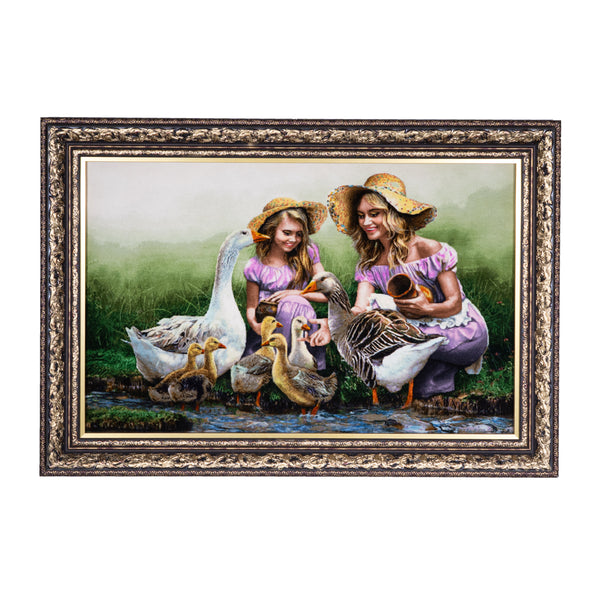 Girls Feeding Geese - 121 x 86 cm (1.0406 m2)