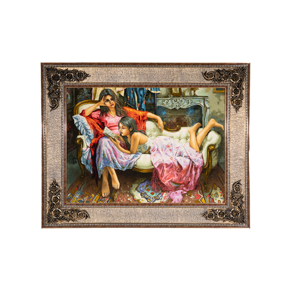Sisters Lounging with a Book - 125 x 100 cm (1.25 m2)