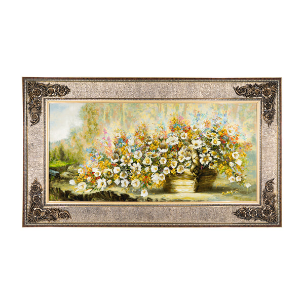 White Daisy Baskets on Garden - 154 x 90 cm (1.3860 m2)