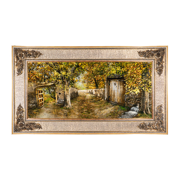 Autumn Village Path with Gates - 150 x 85 cm  ( 1.275 m2 )