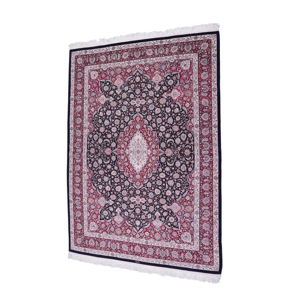 Persian Floral Medallion Carpet – Hand-knotted Red & Black Classic Rug – 3.5 × 2.5 m = 8.75 m²